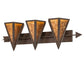 Meyda Lighting Desert Arrow 32" 3-Light Rusty Nail Vanity Light With Amber Mica Shade Glass