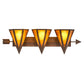 Meyda Lighting Desert Arrow 32" 3-Light Rusty Nail Vanity Light With Amber Mica Shade Glass