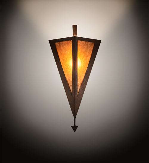 Meyda Lighting Desert Arrow 8" Rust Nail Wall Sconce With Amber Mica Shade Glass