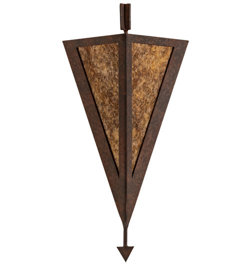 Meyda Lighting Desert Arrow 8" Rust Nail Wall Sconce With Amber Mica Shade Glass