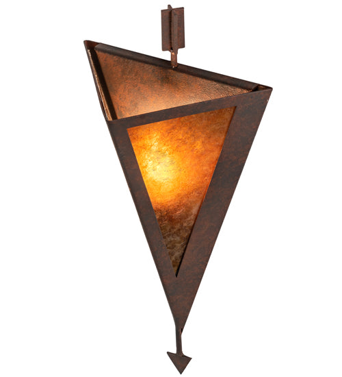 Meyda Lighting Desert Arrow 8" Rust Nail Wall Sconce With Amber Mica Shade Glass
