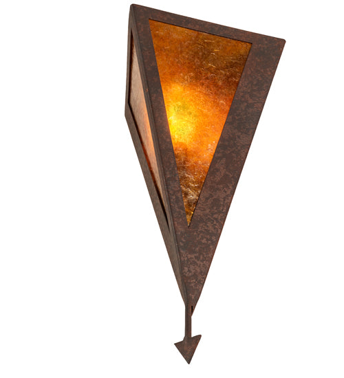 Meyda Lighting Desert Arrow 8" Rust Nail Wall Sconce With Amber Mica Shade Glass