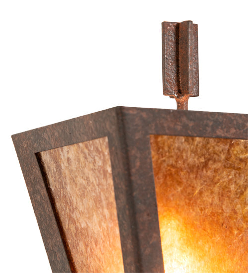 Meyda Lighting Desert Arrow 8" Rust Nail Wall Sconce With Amber Mica Shade Glass