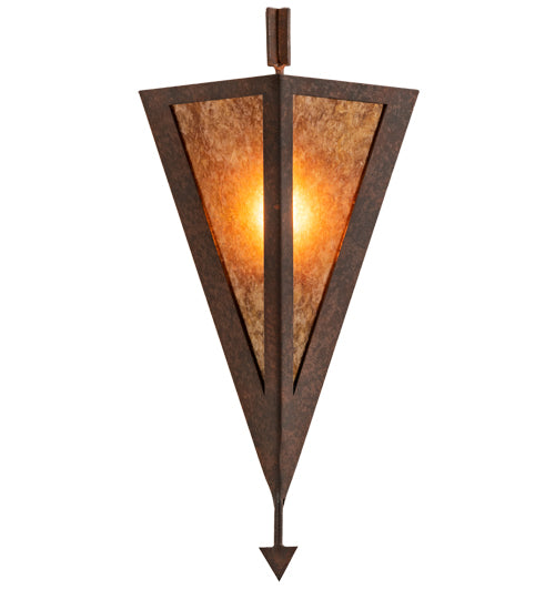Meyda Lighting Desert Arrow 8" Rust Nail Wall Sconce With Amber Mica Shade Glass