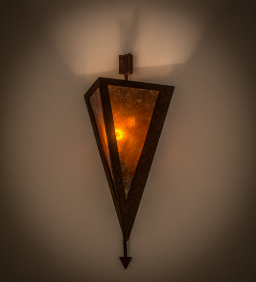 Meyda Lighting Desert Arrow 8" Rusty Nail Wall Sconce With Amber Mica Shade