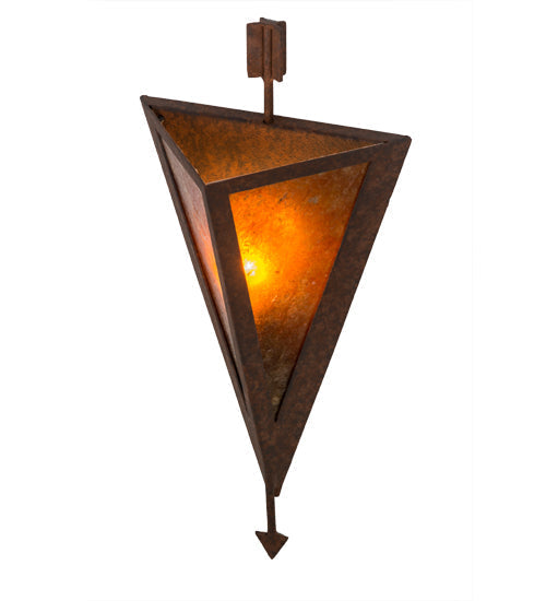 Meyda Lighting Desert Arrow 8" Rusty Nail Wall Sconce With Amber Mica Shade