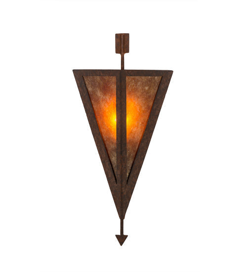 Meyda Lighting Desert Arrow 8" Rusty Nail Wall Sconce With Amber Mica Shade