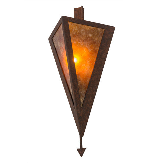 Meyda Lighting Desert Arrow 8" Rusty Nail Wall Sconce With Amber Mica Shade