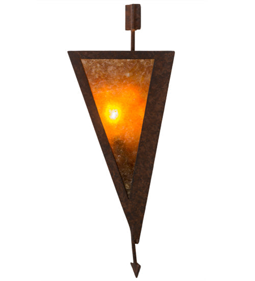 Meyda Lighting Desert Arrow 8" Rusty Nail Wall Sconce With Amber Mica Shade