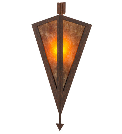 Meyda Lighting Desert Arrow 8" Rusty Nail Wall Sconce With Amber Mica Shade