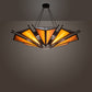 Meyda Lighting Desert Arrow 96" 9-Light LED Distressed Rust Chandelier With Amber Mica Shade Glass