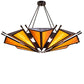 Meyda Lighting Desert Arrow 96" 9-Light LED Distressed Rust Chandelier With Amber Mica Shade Glass
