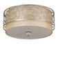 Meyda Lighting Deserto Seco 27" 12-Light Brushed Stainless Steel Flush Mount Light With Beige & White Shade