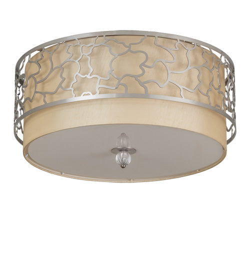 Meyda Lighting Deserto Seco 27" 12-Light Brushed Stainless Steel Flush Mount Light With Beige & White Shade