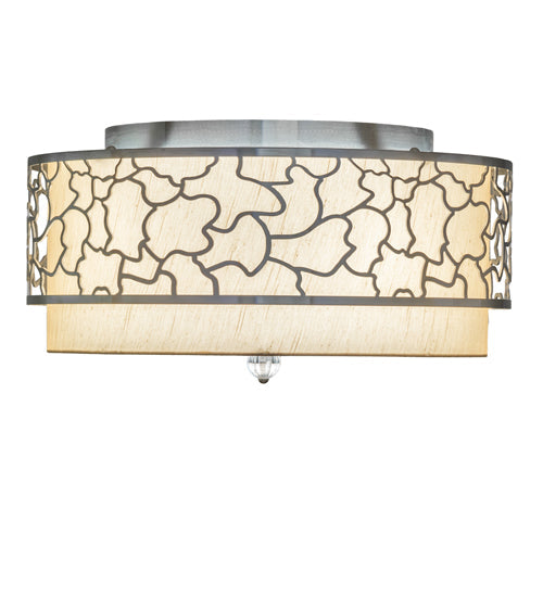 Meyda Lighting Deserto Seco 27" 12-Light Brushed Stainless Steel Flush Mount Light With Beige & White Shade