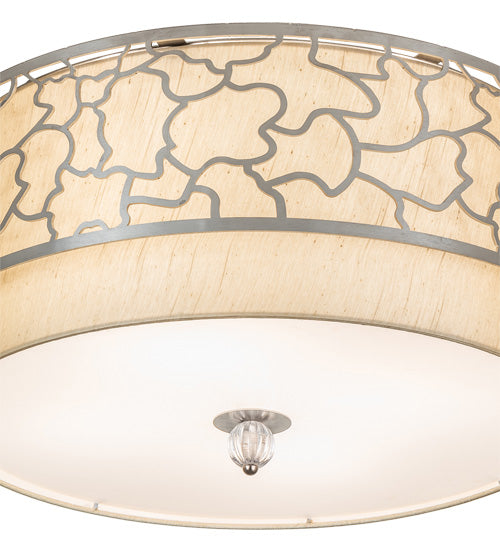 Meyda Lighting Deserto Seco 27" 12-Light Brushed Stainless Steel Flush Mount Light With Beige & White Shade