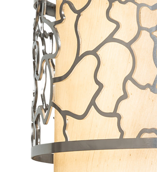 Meyda Lighting Deserto Seco 27" 12-Light Brushed Stainless Steel Flush Mount Light With Beige & White Shade