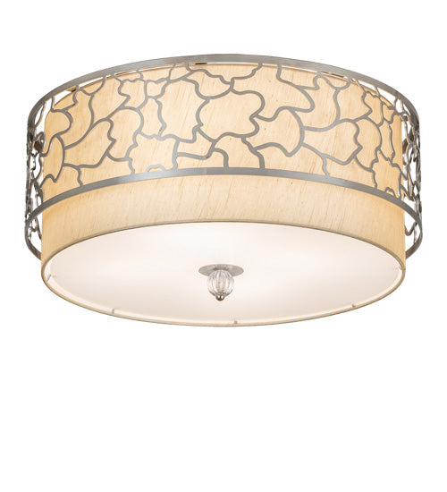 Meyda Lighting Deserto Seco 27" 12-Light Brushed Stainless Steel Flush Mount Light With Beige & White Shade