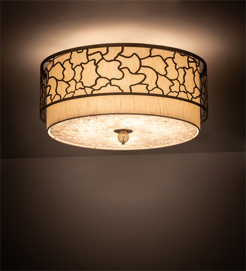 Meyda Lighting Deserto Seco 27" 4-Light Brass Tint Flush Mount Light With Beige & White Shade