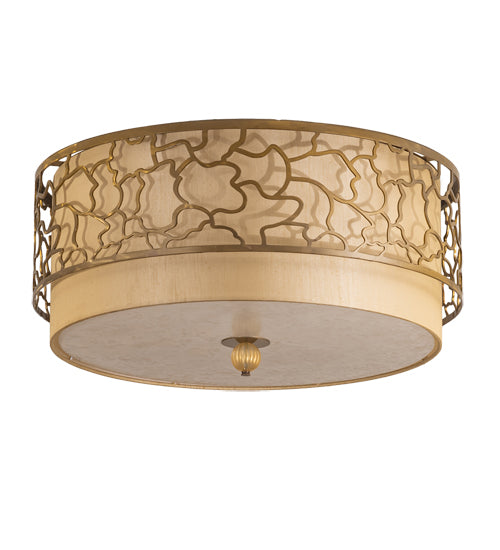 Meyda Lighting Deserto Seco 27" 4-Light Brass Tint Flush Mount Light With Beige & White Shade