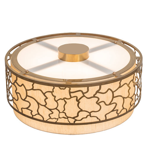 Meyda Lighting Deserto Seco 27" 4-Light Brass Tint Flush Mount Light With Beige & White Shade