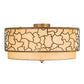Meyda Lighting Deserto Seco 27" 4-Light Brass Tint Flush Mount Light With Beige & White Shade