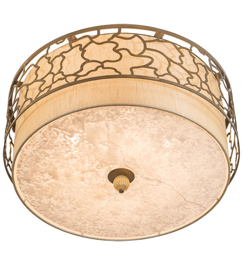 Meyda Lighting Deserto Seco 27" 4-Light Brass Tint Flush Mount Light With Beige & White Shade