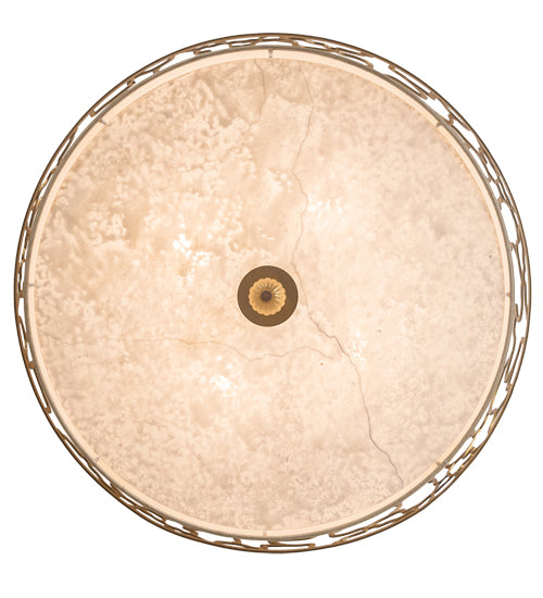 Meyda Lighting Deserto Seco 27" 4-Light Brass Tint Flush Mount Light With Beige & White Shade