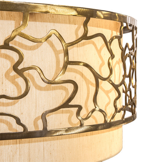 Meyda Lighting Deserto Seco 27" 4-Light Brass Tint Flush Mount Light With Beige & White Shade