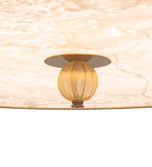 Meyda Lighting Deserto Seco 27" 4-Light Brass Tint Flush Mount Light With Beige & White Shade