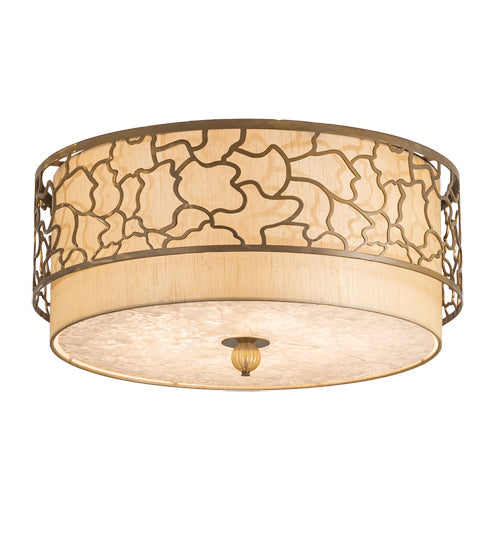 Meyda Lighting Deserto Seco 27" 4-Light Brass Tint Flush Mount Light With Beige & White Shade