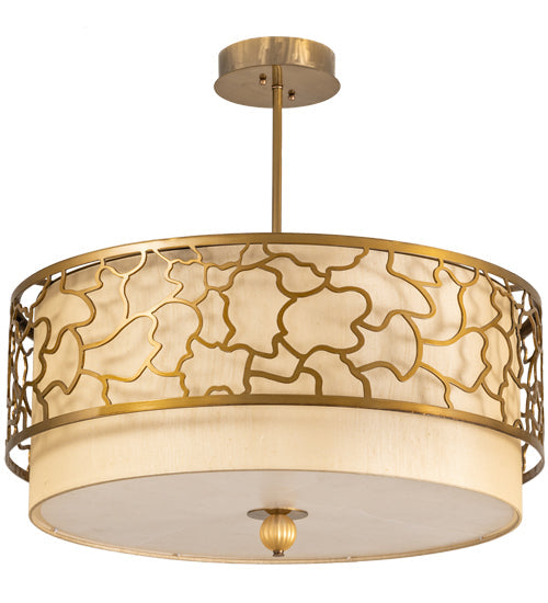 Meyda Lighting Deserto Seco 27" 4-Light Brass Tint Pendant Light With Beige & White Shade