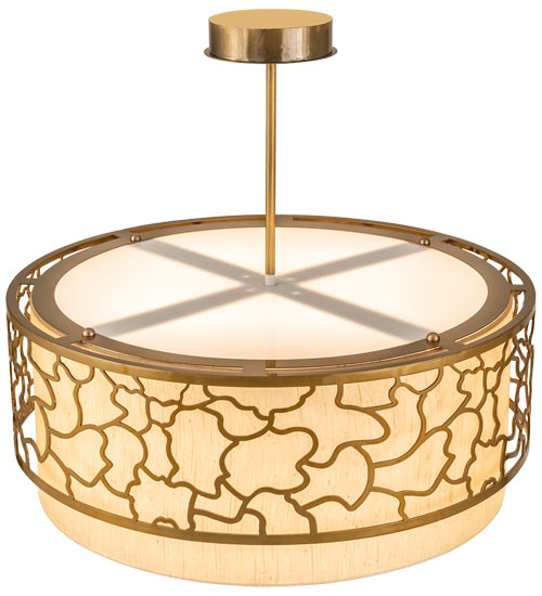 Meyda Lighting Deserto Seco 27" 4-Light Brass Tint Pendant Light With Beige & White Shade