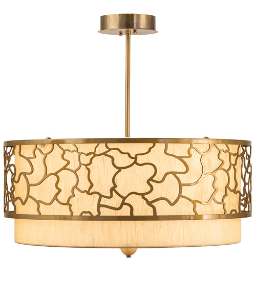 Meyda Lighting Deserto Seco 27" 4-Light Brass Tint Pendant Light With Beige & White Shade