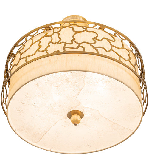 Meyda Lighting Deserto Seco 27" 4-Light Brass Tint Pendant Light With Beige & White Shade