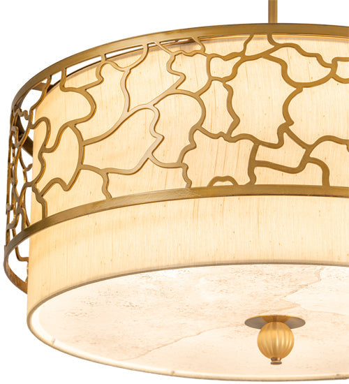 Meyda Lighting Deserto Seco 27" 4-Light Brass Tint Pendant Light With Beige & White Shade