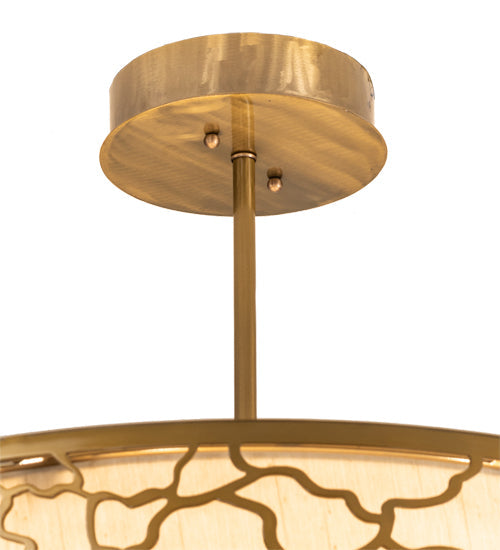 Meyda Lighting Deserto Seco 27" 4-Light Brass Tint Pendant Light With Beige & White Shade