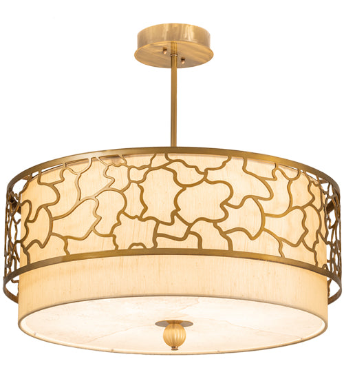 Meyda Lighting Deserto Seco 27" 4-Light Brass Tint Pendant Light With Beige & White Shade