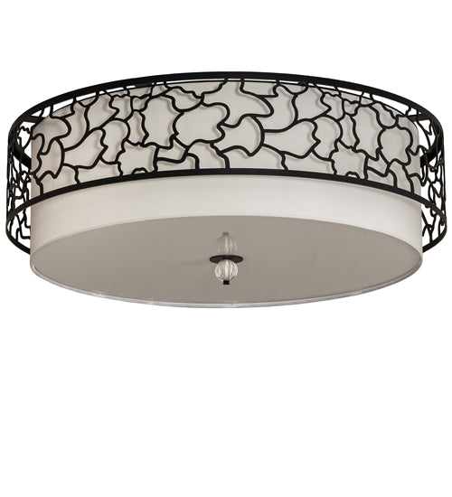 Meyda Lighting Deserto Seco 36" LED Textured Black Flush Mount Light With White Eggshell & Statuario Idalight Shade