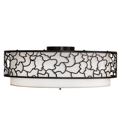 Meyda Lighting Deserto Seco 36" LED Textured Black Flush Mount Light With White Eggshell & Statuario Idalight Shade