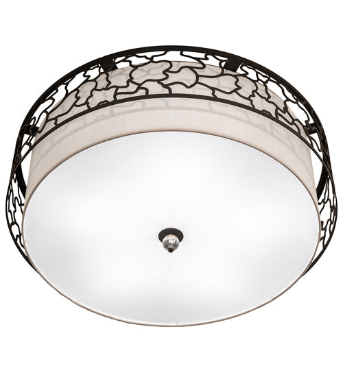 Meyda Lighting Deserto Seco 36" LED Textured Black Flush Mount Light With White Eggshell & Statuario Idalight Shade