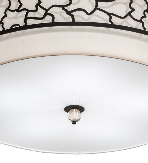 Meyda Lighting Deserto Seco 36" LED Textured Black Flush Mount Light With White Eggshell & Statuario Idalight Shade