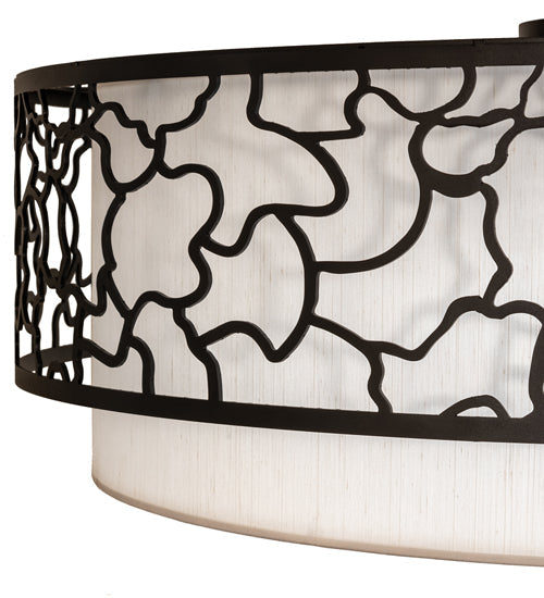 Meyda Lighting Deserto Seco 36" LED Textured Black Flush Mount Light With White Eggshell & Statuario Idalight Shade