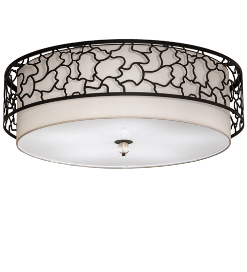 Meyda Lighting Deserto Seco 36" LED Textured Black Flush Mount Light With White Eggshell & Statuario Idalight Shade