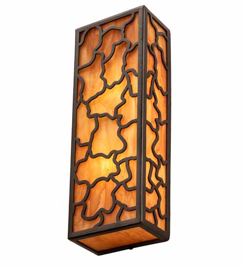 Meyda Lighting Deserto Seco 7" 2-Light Oil Rubbed Bronze Wall Sconce With Ambra Siena Idalight Shade