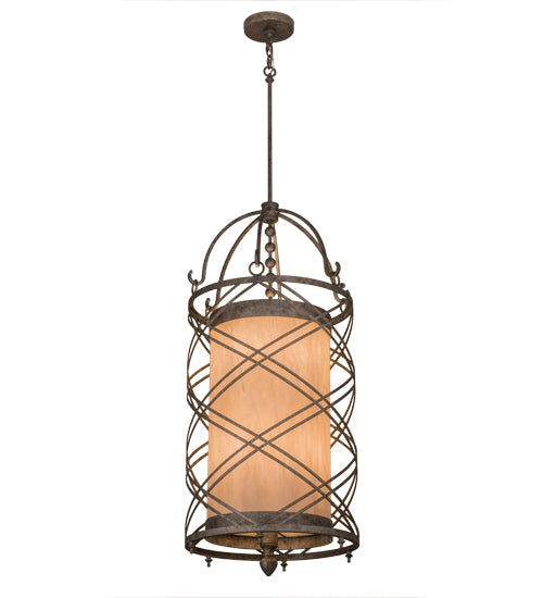 Meyda Lighting Desmond 20" 8-Light Corinth Pendant Light With Fleshtone Idalight Shade Glass