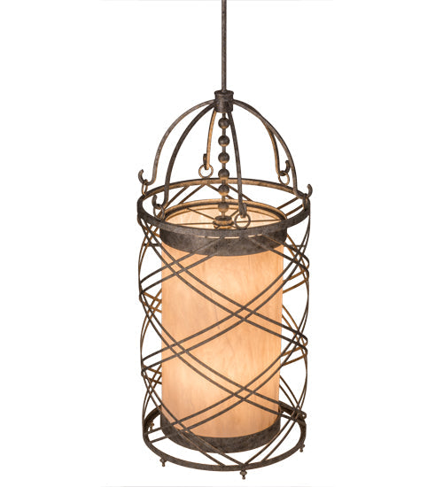 Meyda Lighting Desmond 20" 8-Light Corinth Pendant Light With Fleshtone Idalight Shade Glass