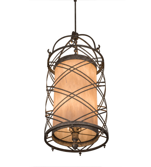 Meyda Lighting Desmond 20" 8-Light Corinth Pendant Light With Fleshtone Idalight Shade Glass