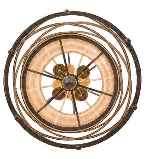Meyda Lighting Desmond 20" 8-Light Corinth Pendant Light With Fleshtone Idalight Shade Glass