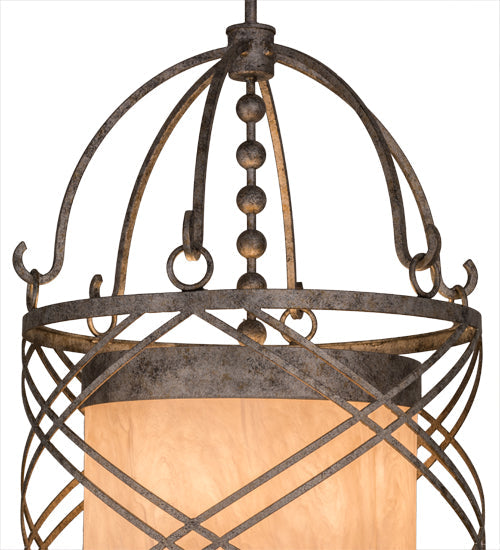 Meyda Lighting Desmond 20" 8-Light Corinth Pendant Light With Fleshtone Idalight Shade Glass